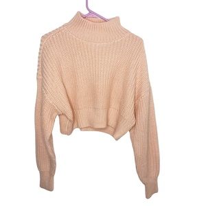 Lovers + Friends peach sweater oversized cropped mock neck size medium NWOT
